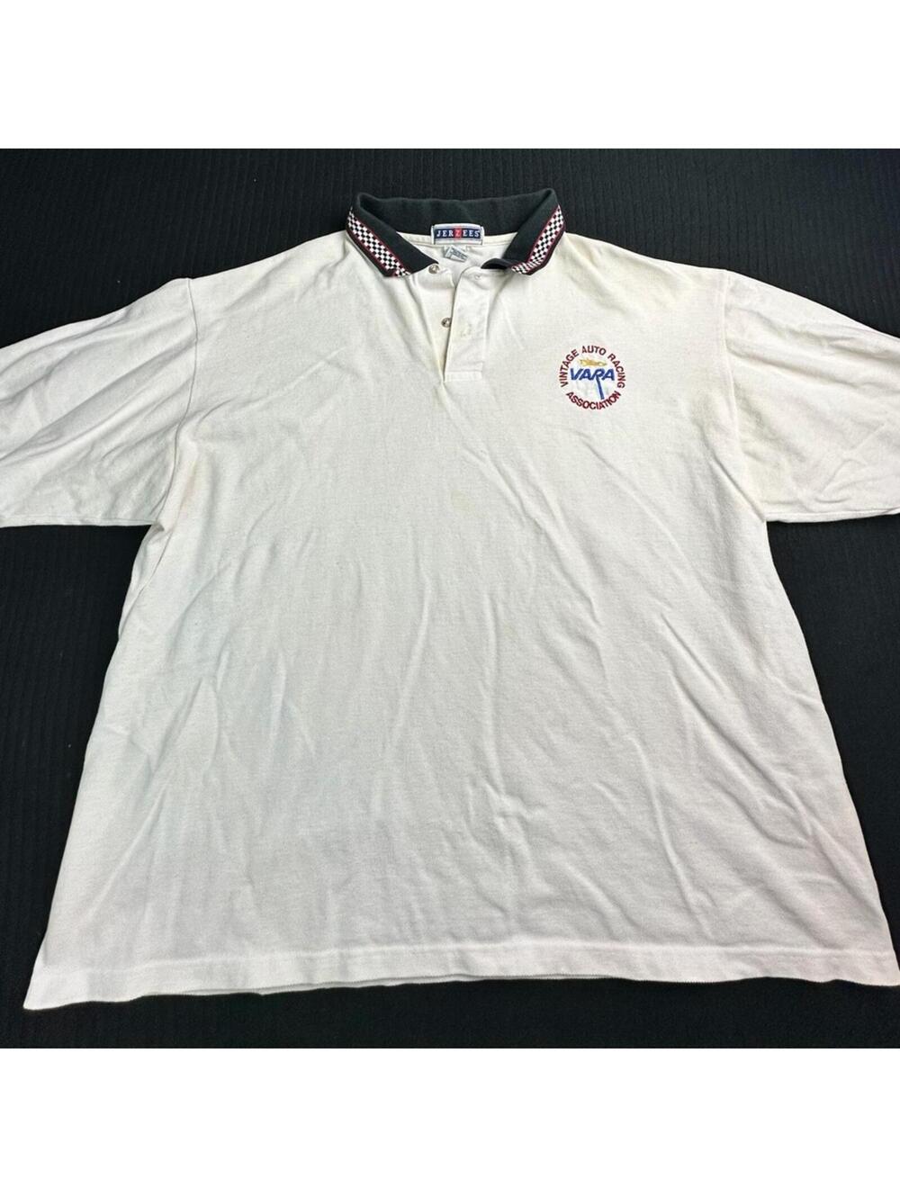 Jerzees Cream Polo with Black & Red Check Collar